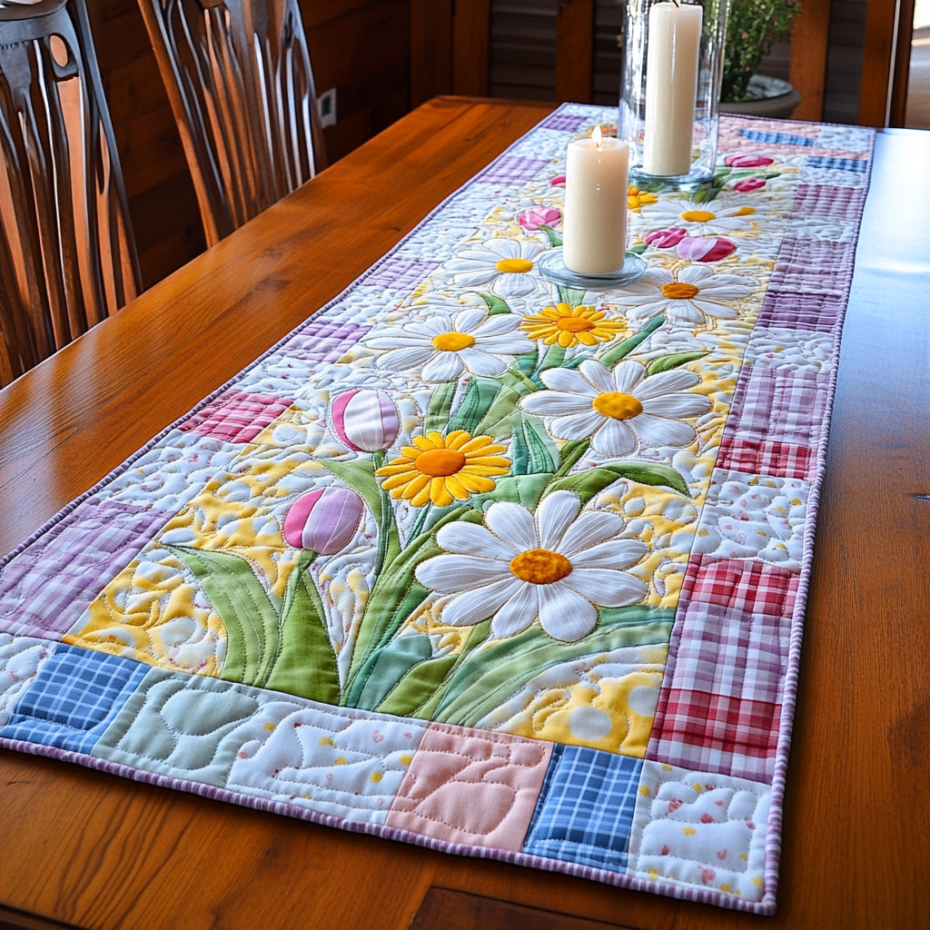 Flower Quilted Table Runner