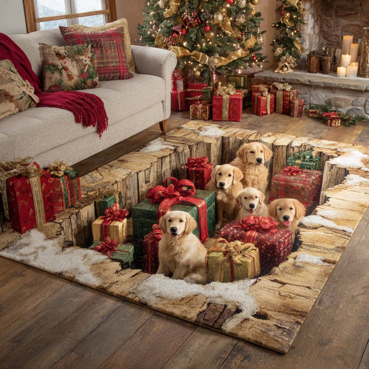Christmas Golden Retriever Area Rug