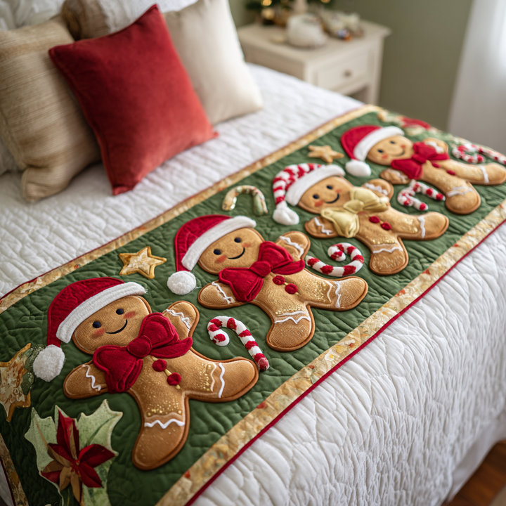 Gingerbread Dreams Quilted Bed Runner