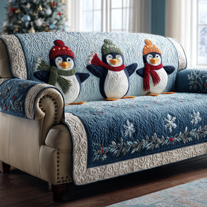 Glacier Penguin Quilted Sofa Cover