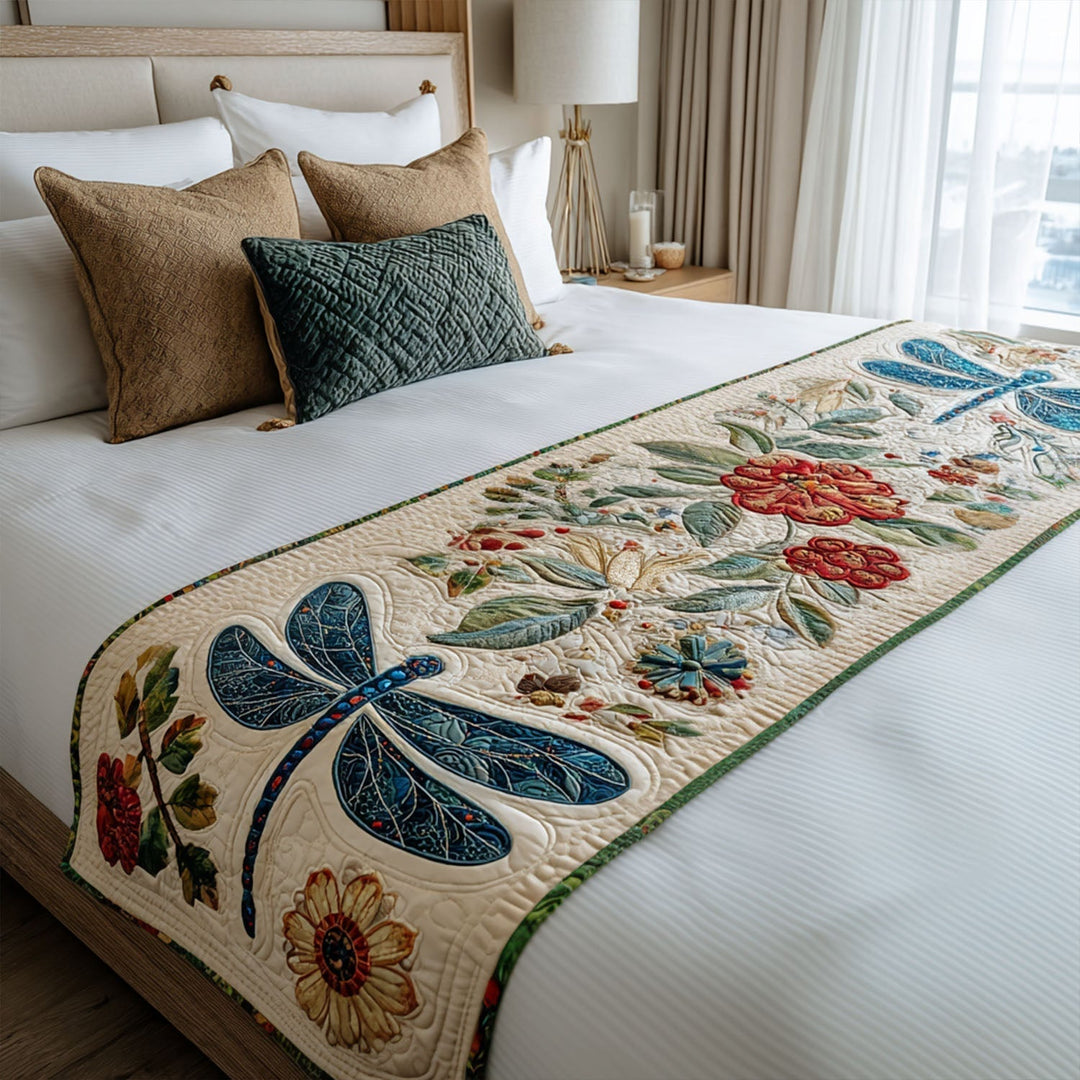 Dragonfly Quilted Bed Runner