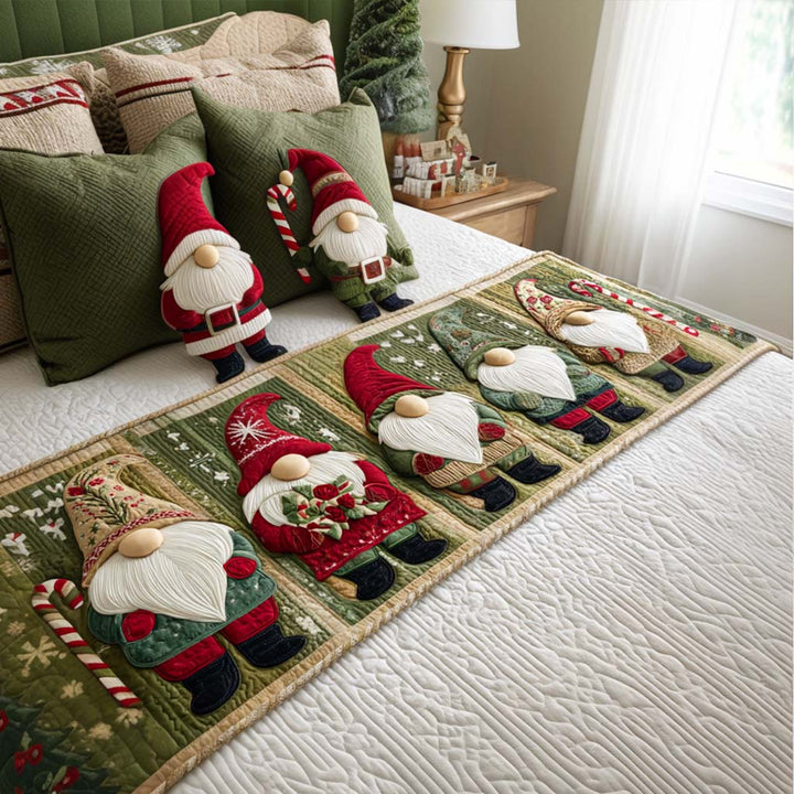 Gnome Gathering Quilted Bed Runner
