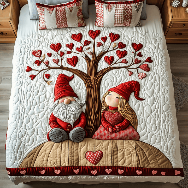 Gnome Harmony 3-Piece Quilted Bedding Set