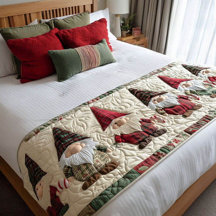 Gnome for the Holidays Quilted Bed Runner