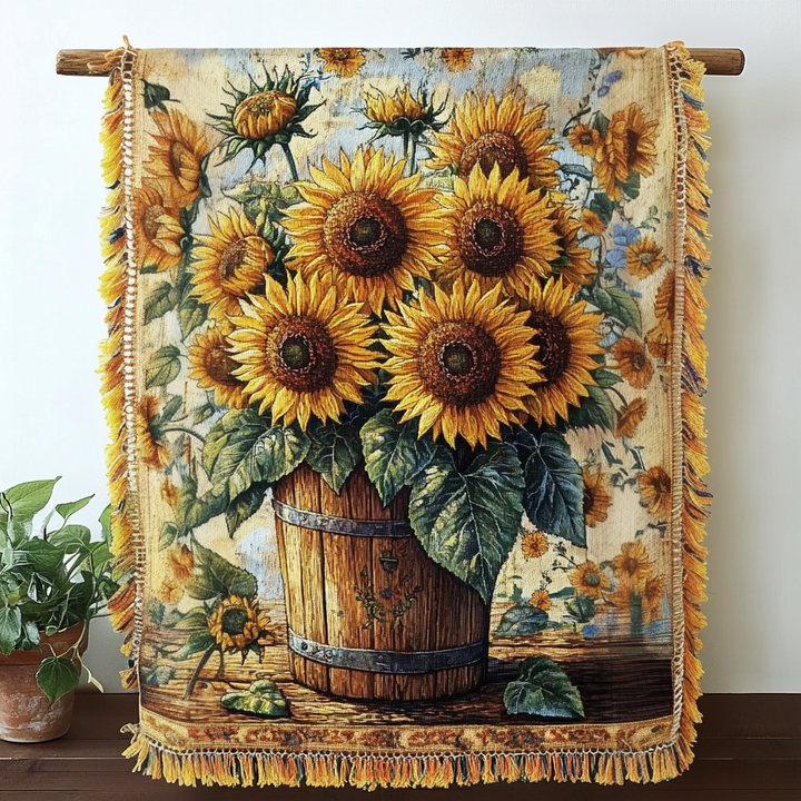 Golden Bloom Woven Sofa Blanket