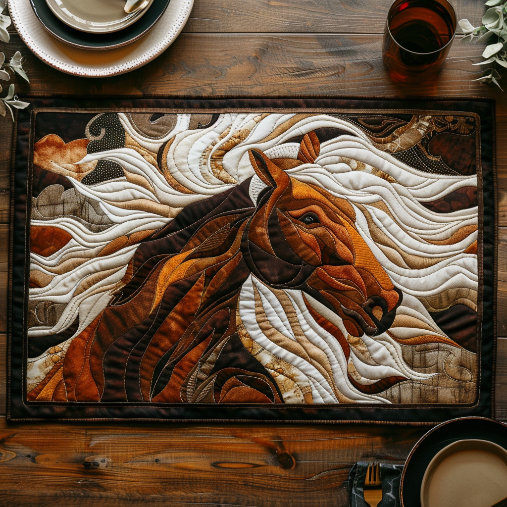 Golden Horse Quilted Placemat