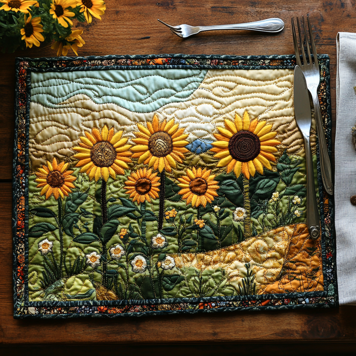 Golden Bloom Quilted Place Mat
