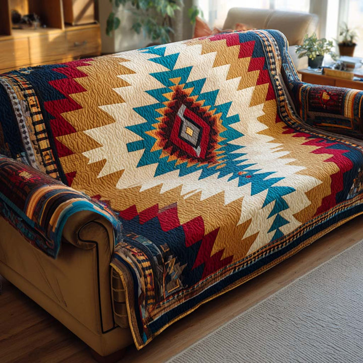 Golden Dawn Navajo Quilted Sofa Cover