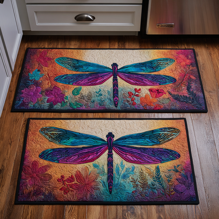 Golden Dragonfly Kitchen Area Rug