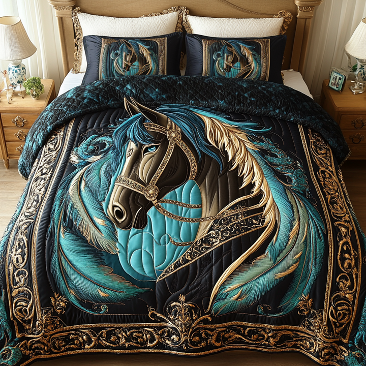 Golden Hoof 3-Piece Quilted Bedding Set