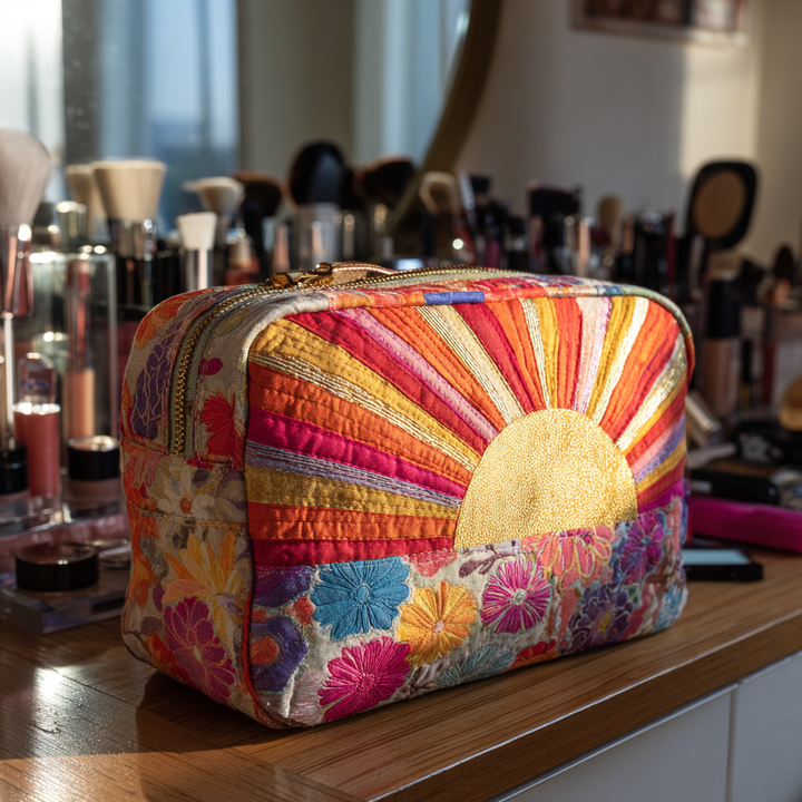 Golden Horizon Quilted Makeup Bag