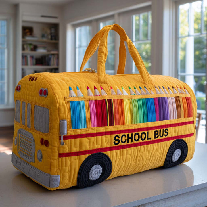 School Bus Quilted Duffle Bag