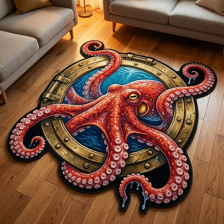 Golden Kraken Custom Shape Area Rug