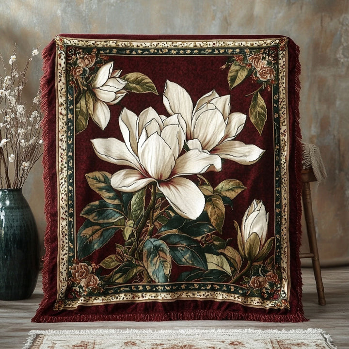 Golden Magnolia Dreams Woven Sofa Blanket