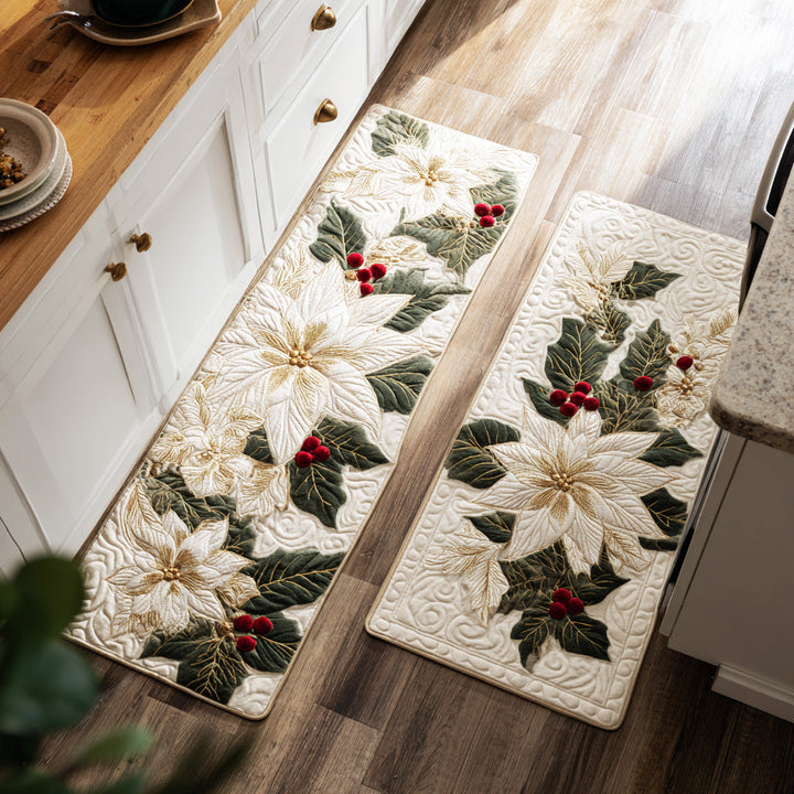 Golden Petal Holiday Kitchen Area Rug