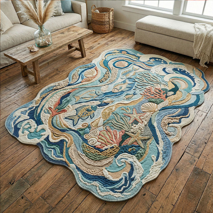 Golden Sand Shimmer Custom Shape Area Rug