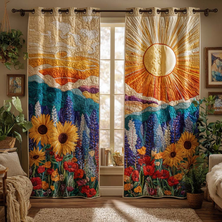 Golden Solstice Quilted Curtains