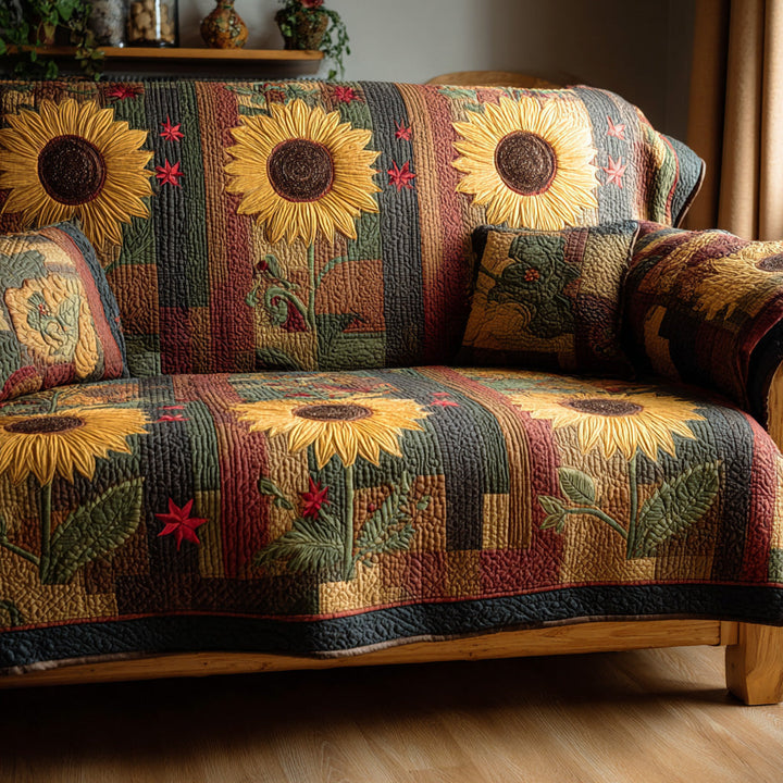 Golden Sun Quilted Sofa Cover
