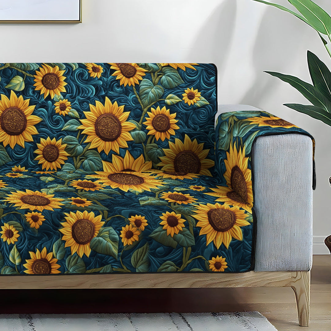 Golden Sunburst Quilted Sofa Cover