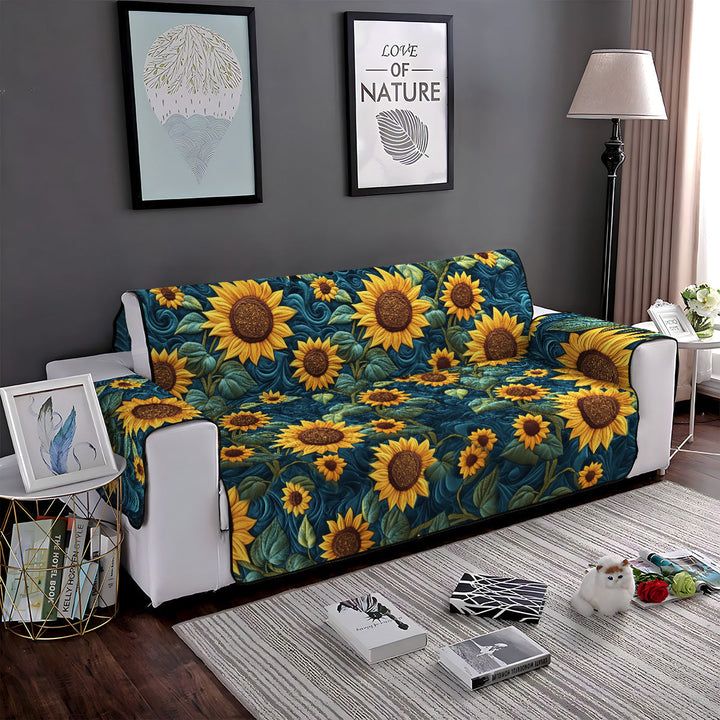 Golden Sunburst Quilted Sofa Cover