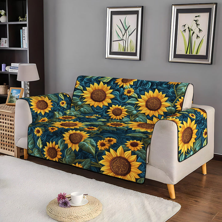 Golden Sunburst Quilted Sofa Cover