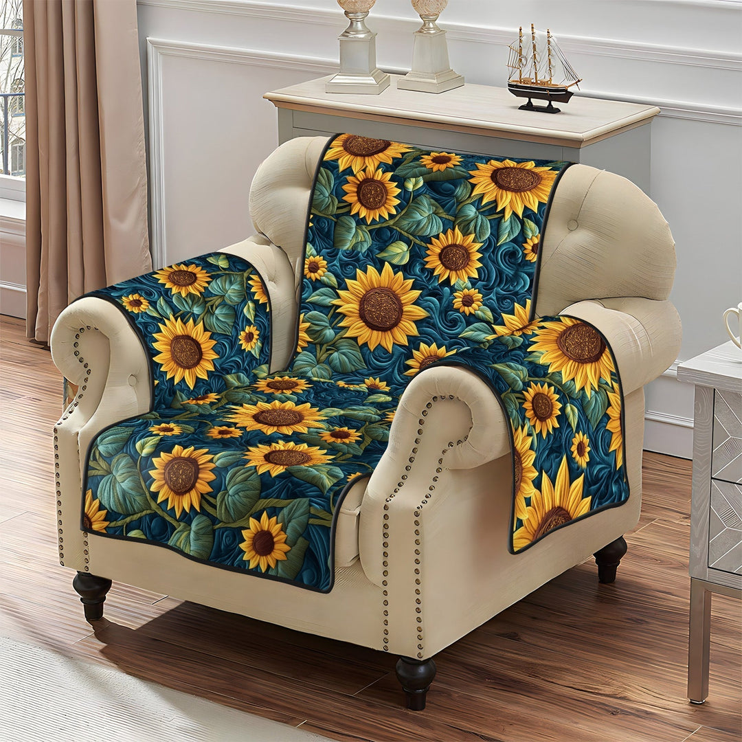 Golden Sunburst Quilted Sofa Cover