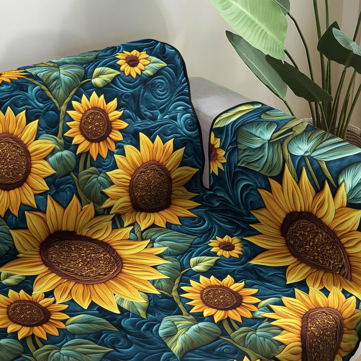 Golden Sunburst Quilted Sofa Cover
