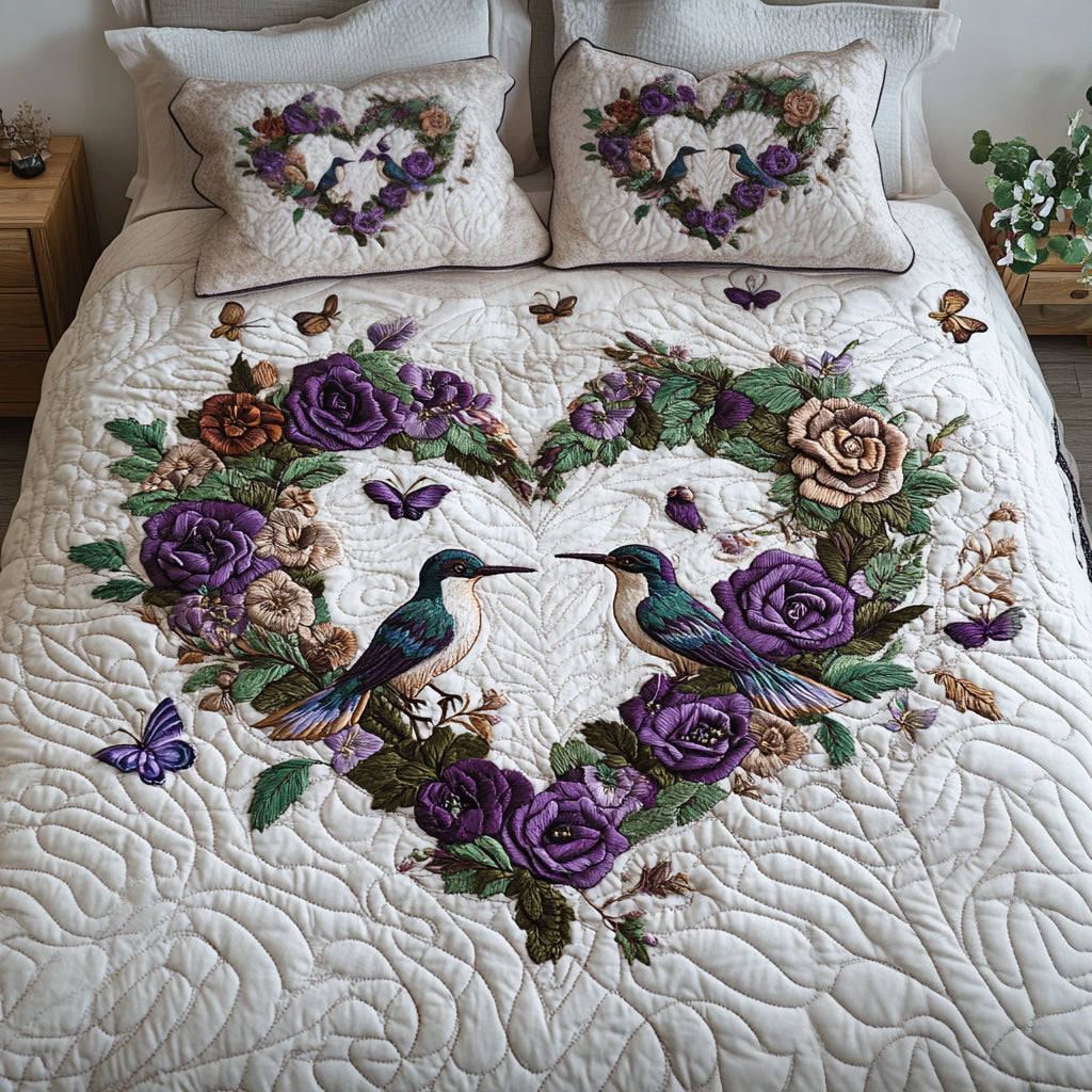 Hummingbird Quilted Bedding Set