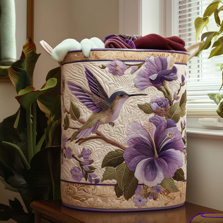 Graceful Hummingbird Quilted Laundry Basket