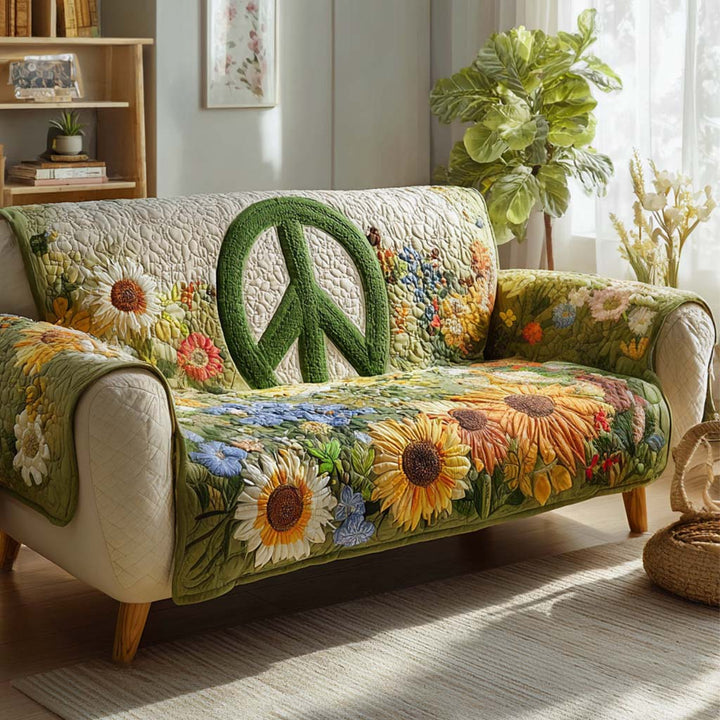 Green Meadow Harmony Quilted Sofa Cover