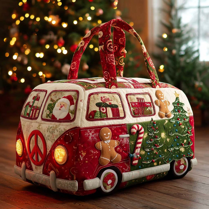 Groovy Christmas Trip Quilted Duffle Bag