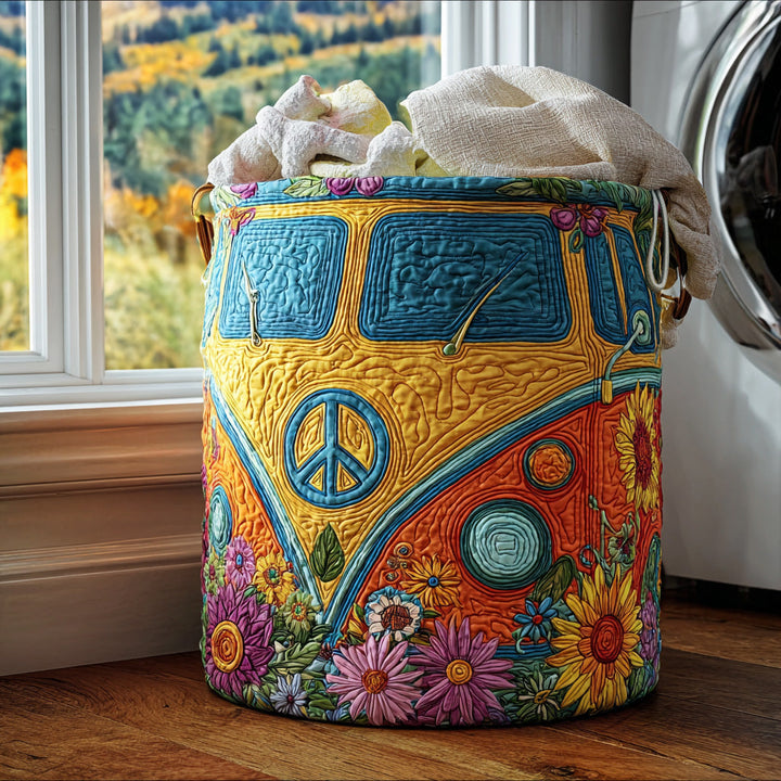 Hippie Van Quilted Laundry Basket