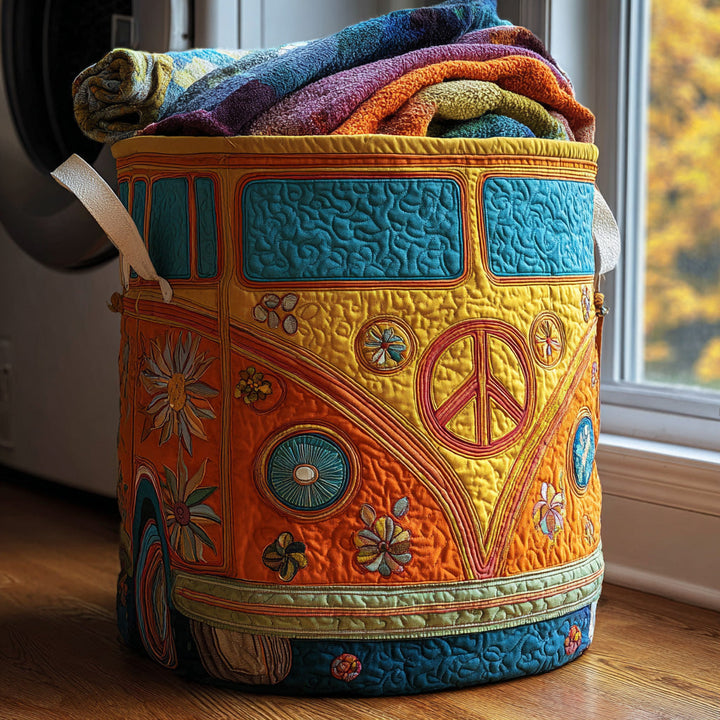 Hippie Van Quilted Laundry Basket