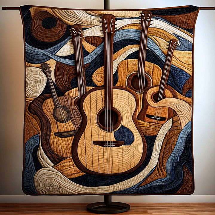 Guitar Flow Quilted Blanket