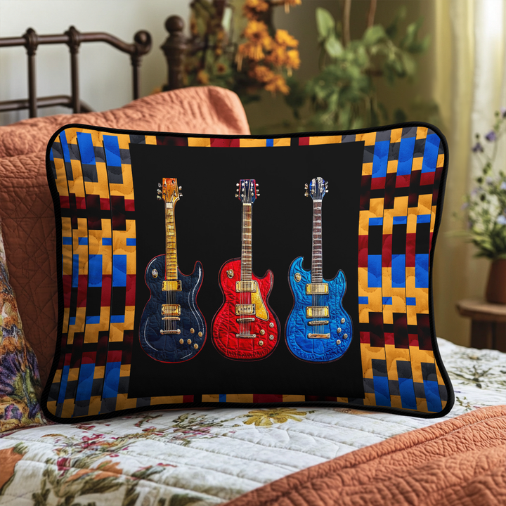 Guitar Grooves Quilted Bedding Pillow Case