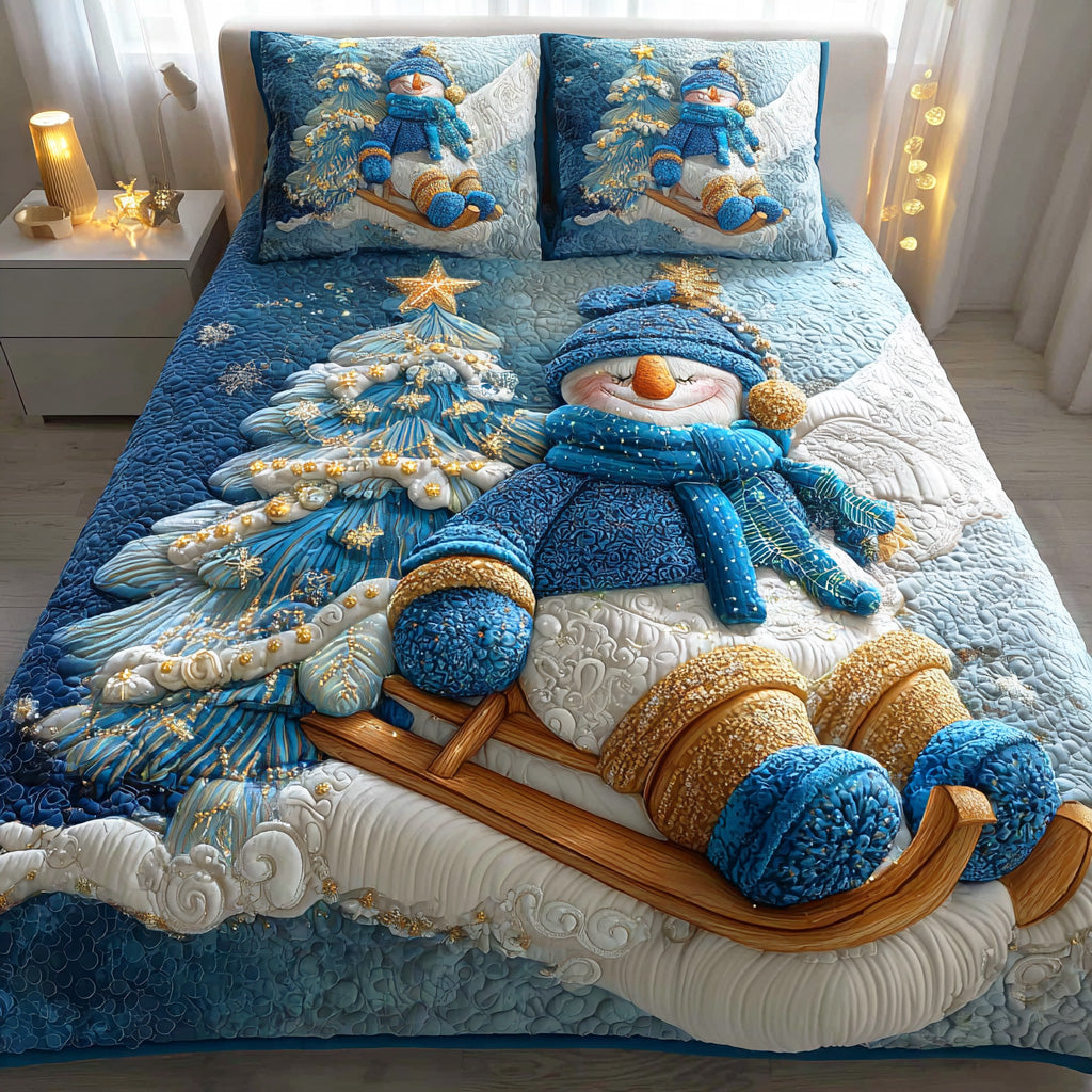 Snowmen Wonderland 3-Piece Quilted Bedding Set