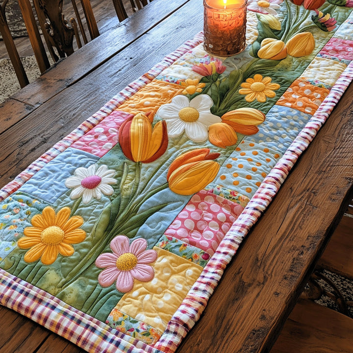 Flower Quilted Table Runner
