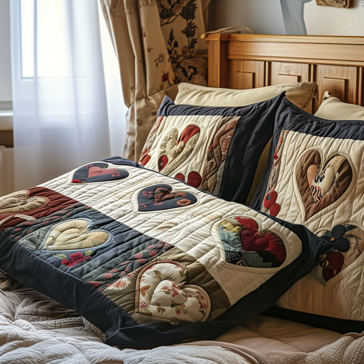 Harvest Hearts Quilted Bedding Pillow Case