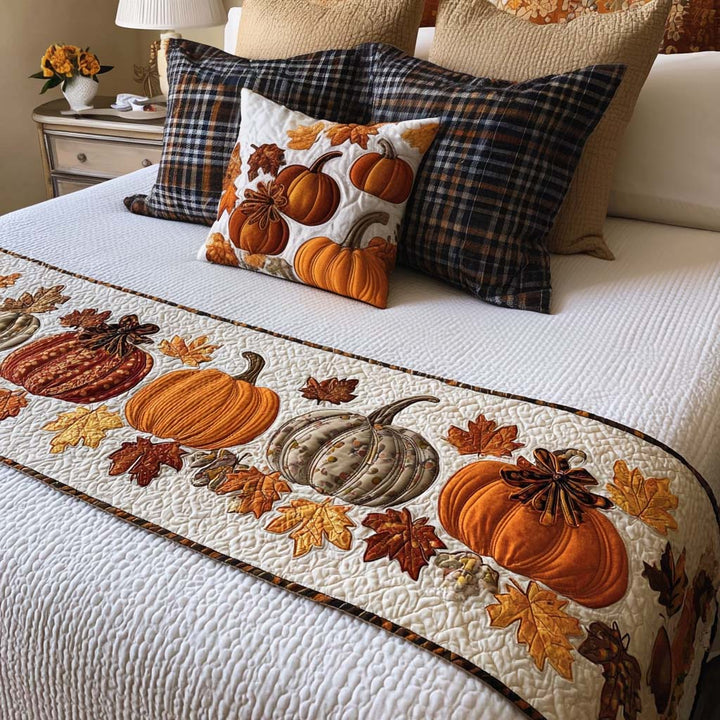 Harvest Pumpkin Lane Quilted Bed Runner
