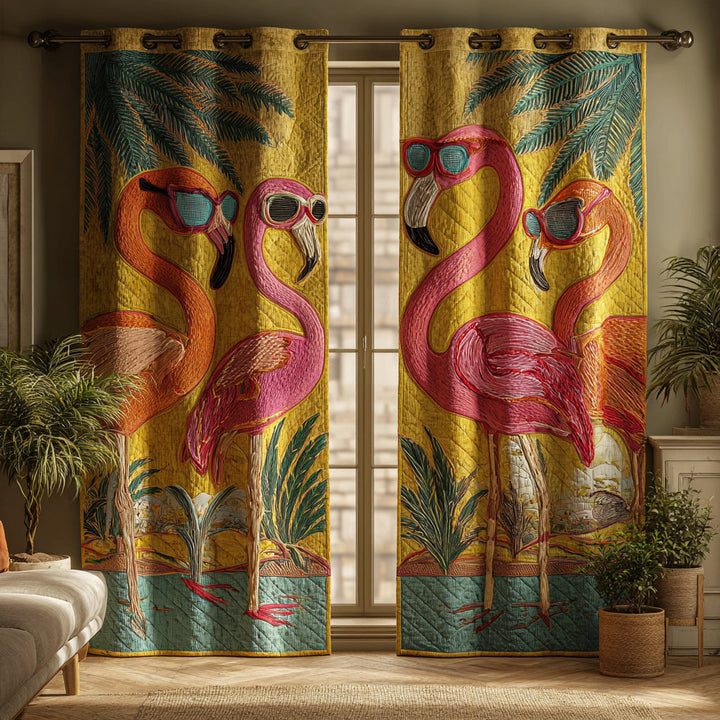 Havana Flamingo Quilted Curtains