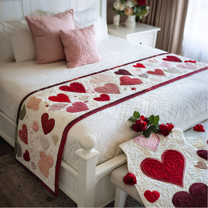 Heart Treasures Quilted Bed Runner