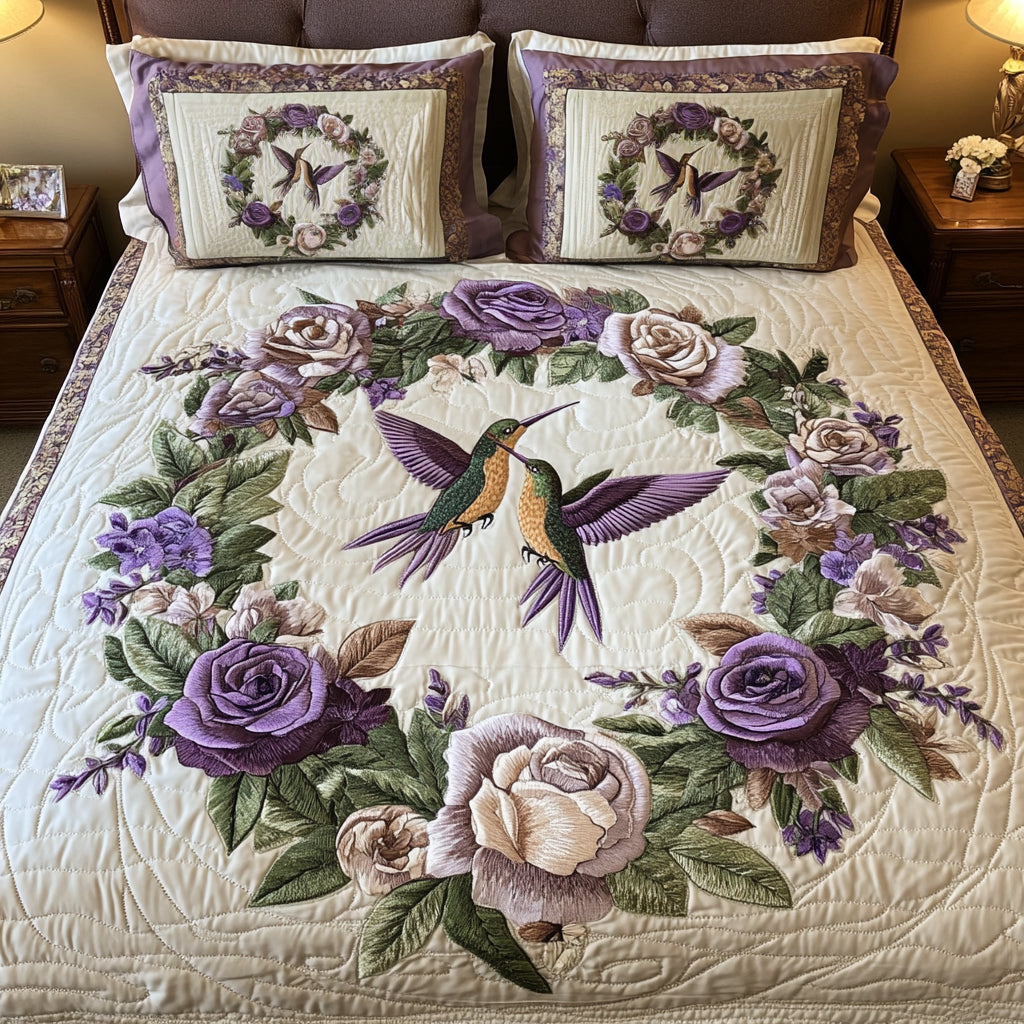 Hummingbird Quilted Bedding Set