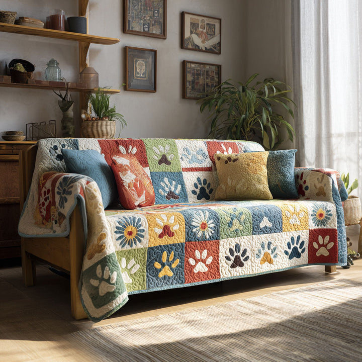 Heirloom Paw Quilted Sofa Cover