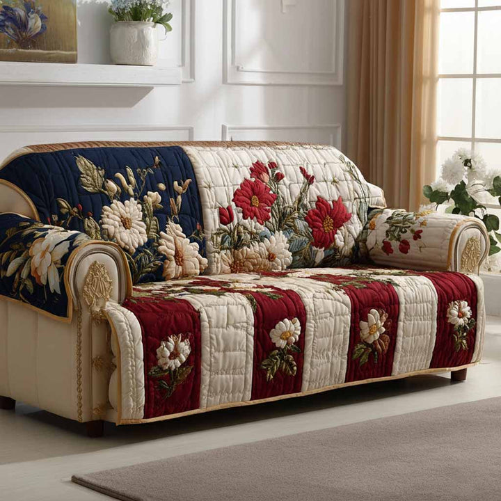 Heritage Flower Quilted Sofa Cover