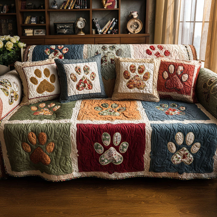 Heritage Paw Quilted Sofa Cover