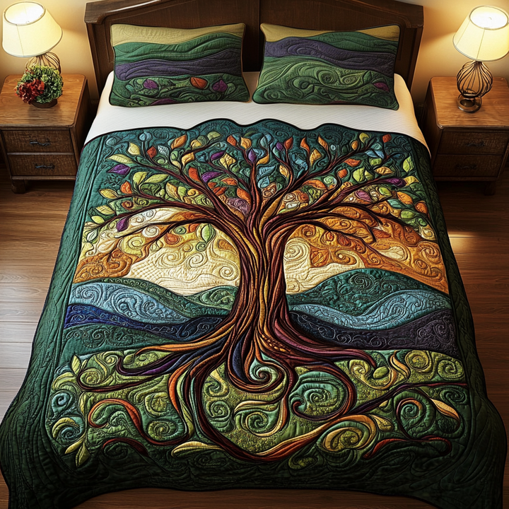 Heritage Tree 3-Piece Quilted Bedding Set