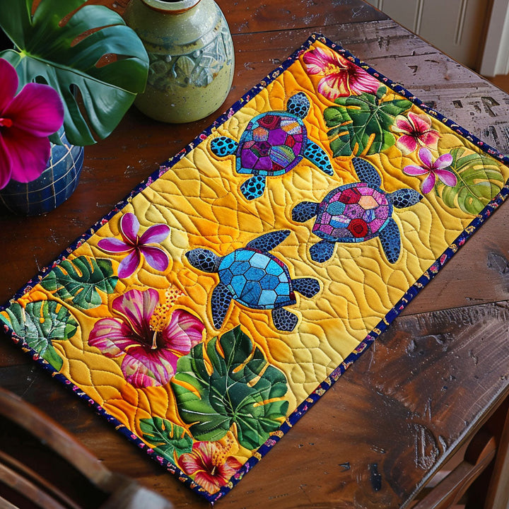 Hibiscus Turtle Retreat Quilted Place Mat