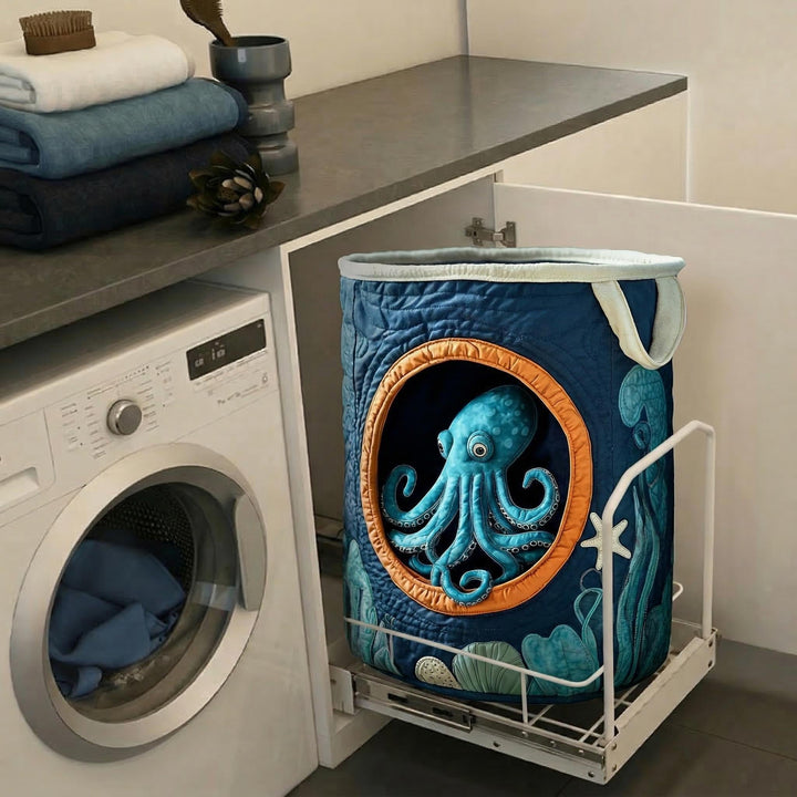 Hidden Octopus Quilted Laundry Basket