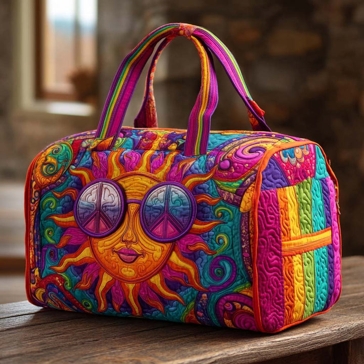 Hippie Happy Sun Quilted Duffle Bag