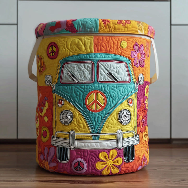 Hippie Van Quilted Laundry Basket